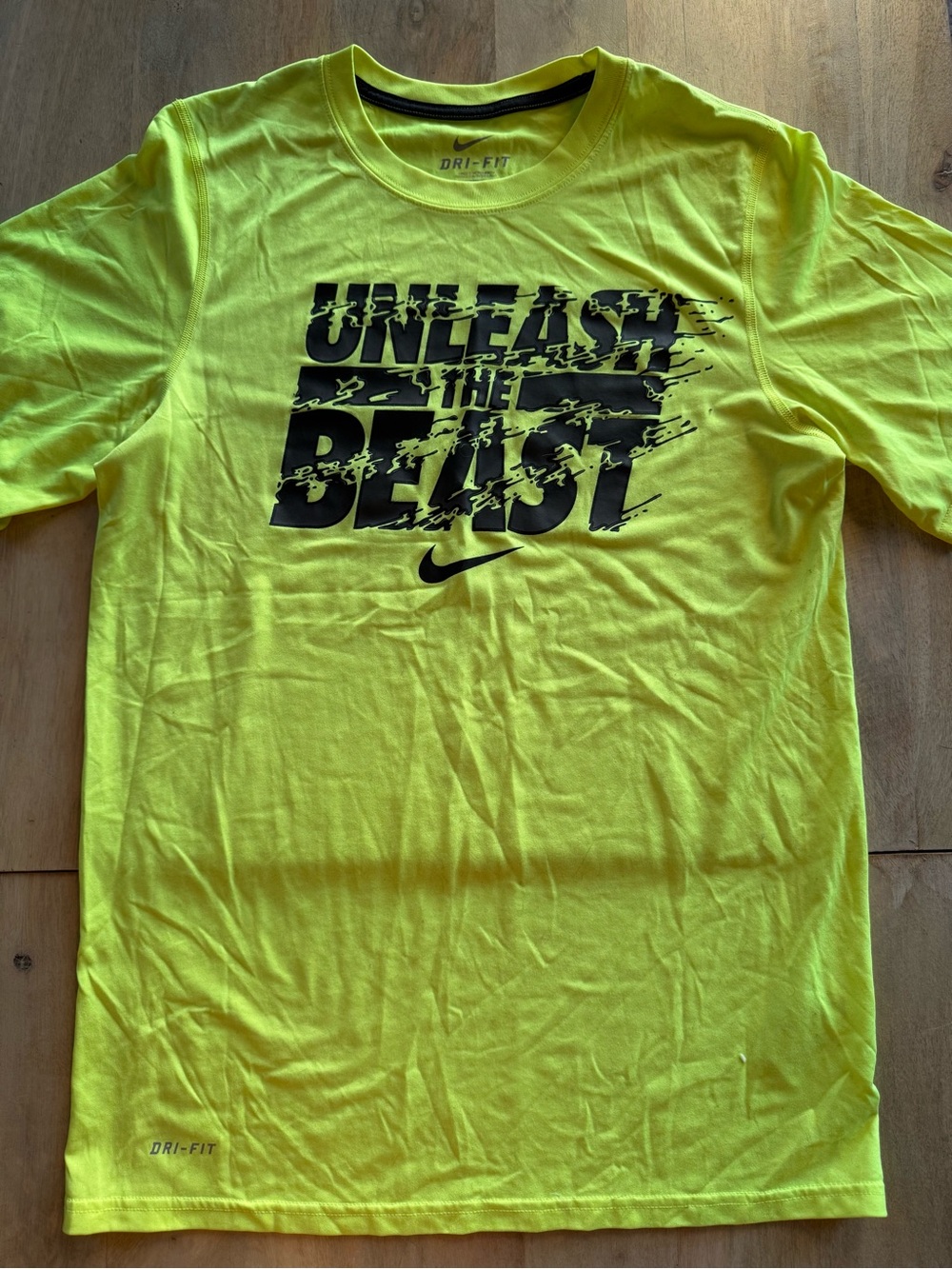 Men's Nike Neon Yellow 'Unleash The Beast' Dri-FIT Short Sleeve Tee